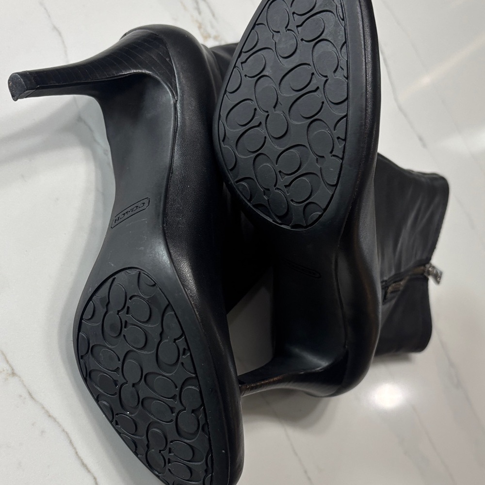 Coach Black Napa leather & SUEDE Heeled Ankle Booties. - Picture 8 of 17